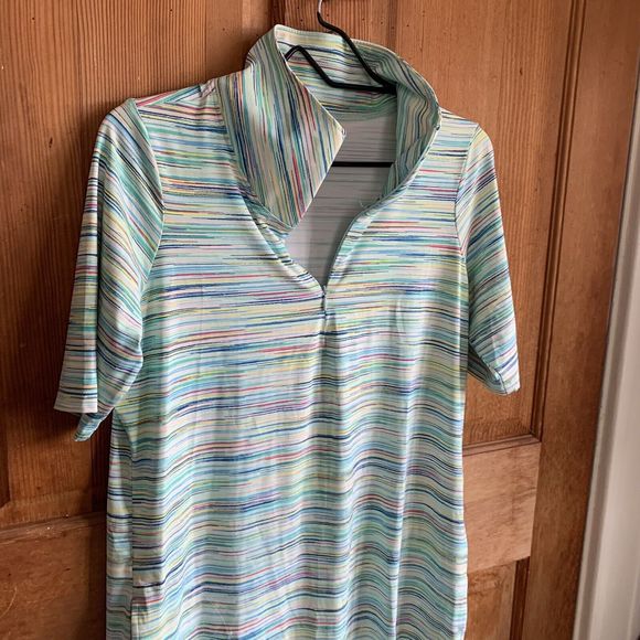 LANDS' END Swim Suit Coverup Swim Dress Womens Small (6-8) Dress Stripes - Picture 9 of 13